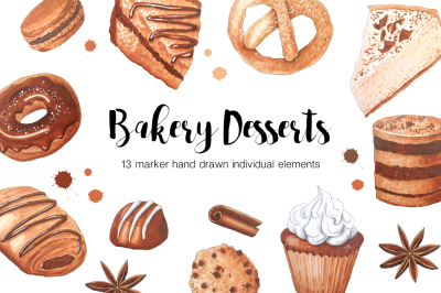 Marker Bakery Goods Drawing