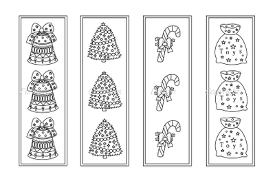 Christmas coloring printable bookmarks, bookmark to color