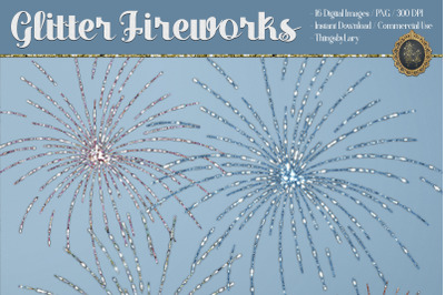 16 Glitter Glowing Fireworks New Year Eve PNG Overlay Images