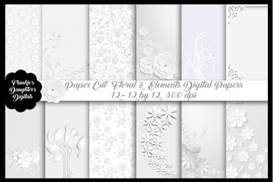 Paper Cut Floral and Elements Digital Papers