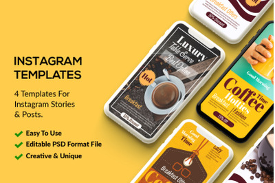 4 PSD Instagram Coffee Stories