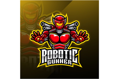 Robotic gunner esport mascot logo design