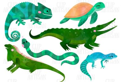 Watercolor Reptiles Clipart
