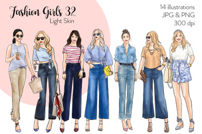 Watercolor Fashion Clipart - Fashion Girls 32 - Light Skin