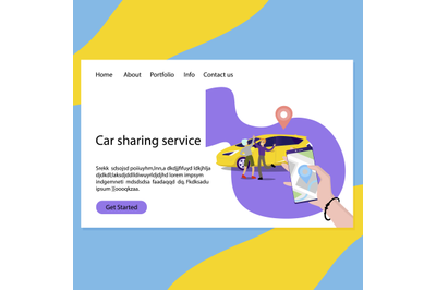 Car sharing service web page landing