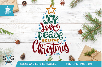Christmas tree typography SVG cut file