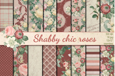 Shabby chic roses seamless patterns