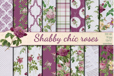 Shabby chic  Roses  seamless patterns