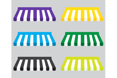 Awning color striped set for store element design