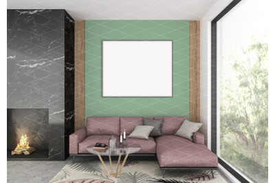 hoInterior scene - artwork background - frame mockup