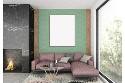 Interior scene - artwork background - frame mockup