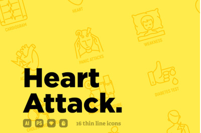 Heart Attack | 16 Thin Line Icons Set