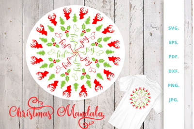 Christmas Mandala With Word Joy Hidden