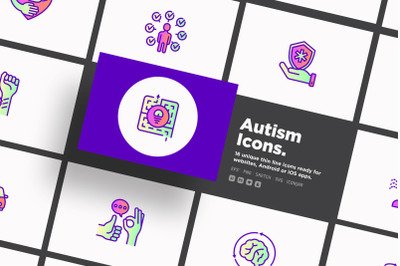 Autism | 16 Thin Line Icons Set