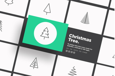 Christmas Tree | 16 Thin Line Icons Set