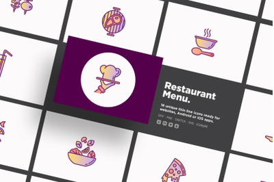 Restaurant Menu | 16 Thin Line Icons Set