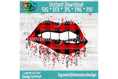 Sparkling Lips, Buffalo Plaid Print SVG, Full Lip, Sparkle, Bling, SV