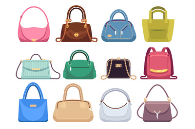 Ladies bags. Womens handbags with fashion accessories. Leather female