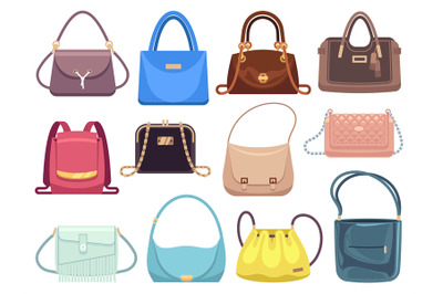 Womens bags. Ladies handbags with fashion accessories. Leather female