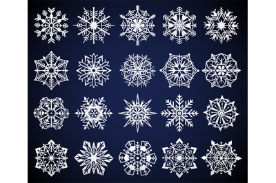 Snowflake. Winter christmas snow crystal elements, frozen cold star pi