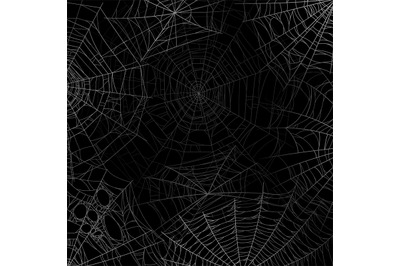 Spider web background. Spooky cobweb for halloween, black grunge poste