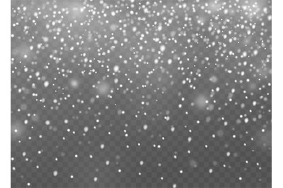 Falling snow. Christmas shining snowflakes in different shapes&2C; snowfa