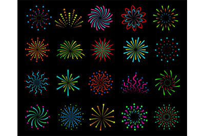 Color fireworks. Festive christmas salute, happy new year pyrotechnic