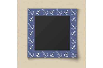 Paper color photo frame. Boy portrait blue sea frame for memory album