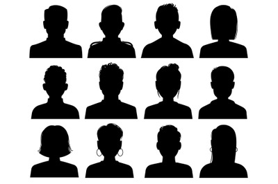 Silhouette heads. Male and female head avatars, office professional pr