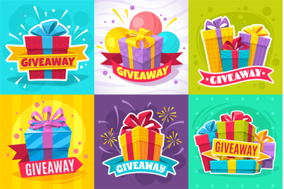 Giveaway post. Give away gift announcement, winner contest reward and