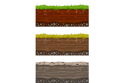 Soil ground layers. Seamless ground, earth drying process. Dirt clay s