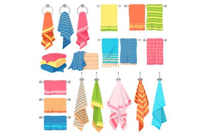 Hanging towels. Hang fabric soft color fresh textile kitchen or bath t