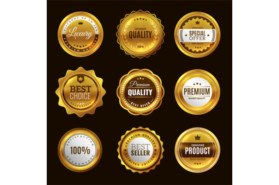 Best certification golden sign. Gold design premium award emblem medal