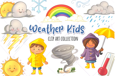 Cute Weather Kids Clip Art Collection