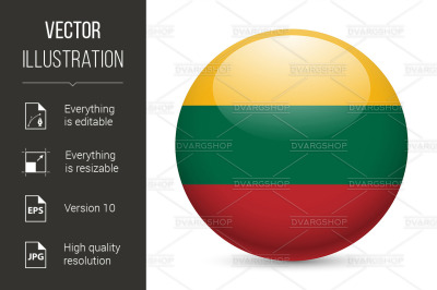 Round glossy icon of Lithuania