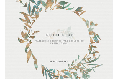 Gold Leaf Watercolor Clipart Collection