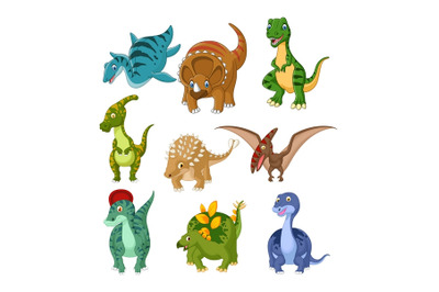 Set of Dinosaurs Cartoon