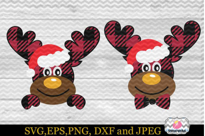 SVG, Dxf, Eps &amp; Png 2 Styles Christmas Santa Buffalo Plaid Moose