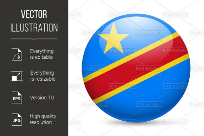 Round glossy icon of DR Congo