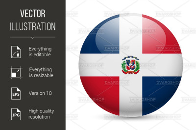 Round glossy icon of Dominican Republic