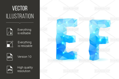 Blue polygonal font