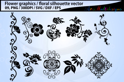 Flowers silhouette vector