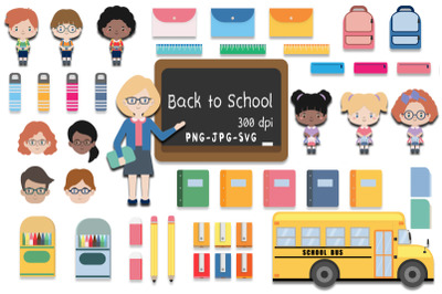 Back-To-School Students, Teachers and Classroom Supplies Collection