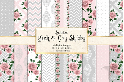 Blush and Gray Shabby Digital Paper