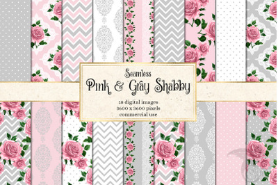 Pink and Gray Shabby Digital Paper