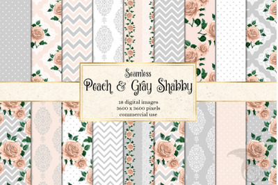 Peach and Gray Shabby Digital Paper