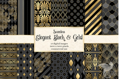 Elegant Black and Gold Digital Paper