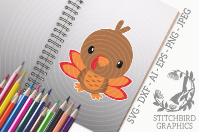 Cute Baby Turkey 2 SVG, Silhouette Studio, Cricut, Eps, Dxf, AI, PNG