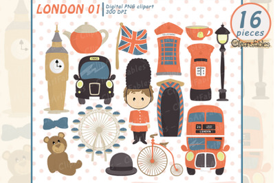 Cute London clipart, Europe clip art, travel art - instant