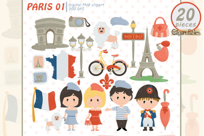 PARIS clipart, Cute Eiffel tower, Travel clip art, France